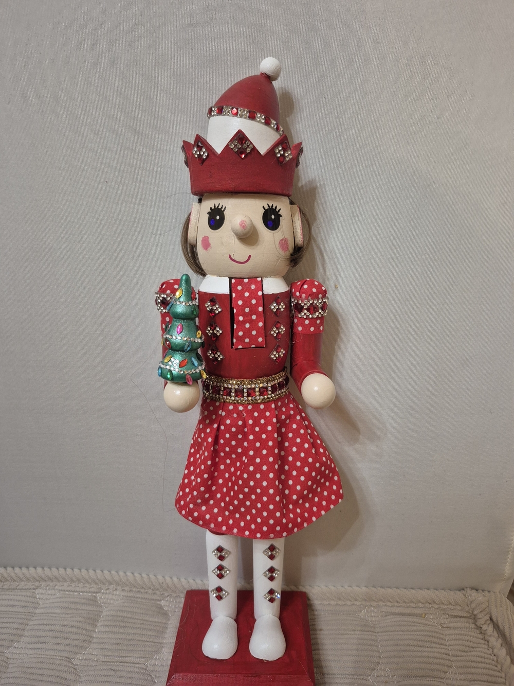 Red Festive Elf Girl Nutcracker Holiday Accent